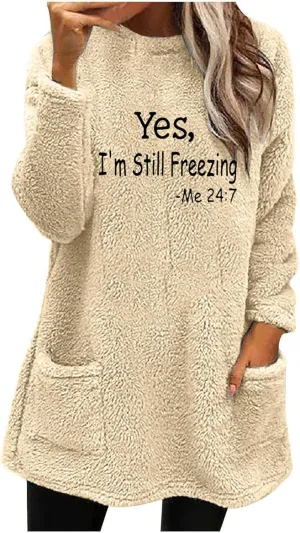 Ceboyel Womens Fleece Lined Sweatshirts Sherpa Fuzzy Sweater Long Sleeve Cute Tops Pullover Warm Winter Trendy Clothing