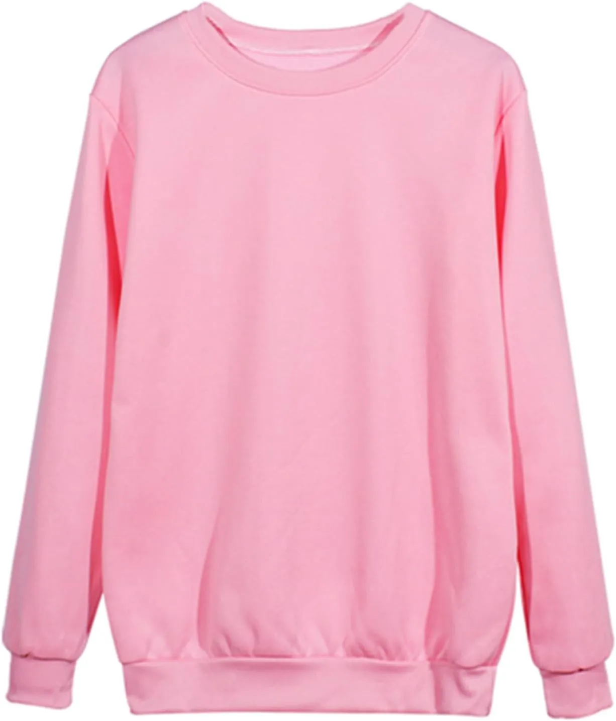 Ceboyel Womens No Hooded Crew Neck Sweatshirt Solid Color Comfy Pullover Tops Long Sleeve Shirts Sweater Trendy Clothes 2024