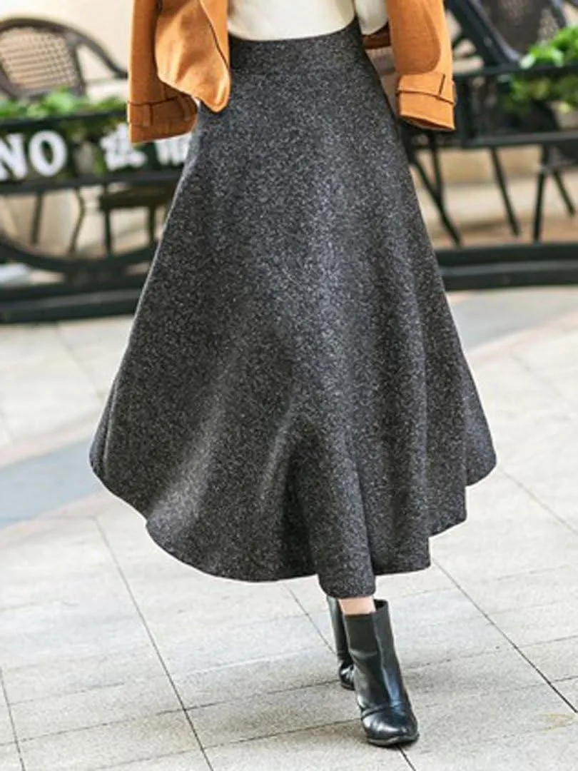 Choies Women's High Waist A-line Flared Long Skirt Winter Fall Midi Skirt