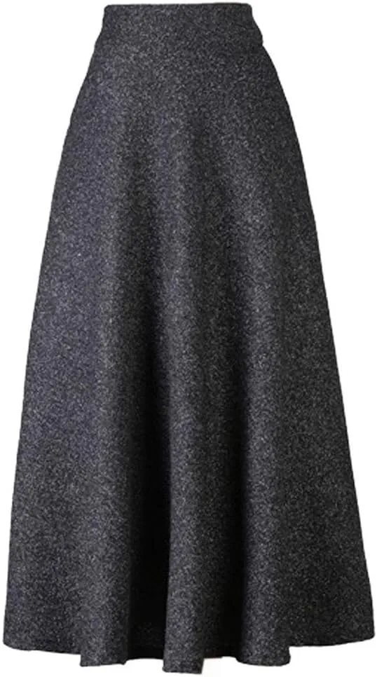 Choies Women's High Waist A-line Flared Long Skirt Winter Fall Midi Skirt