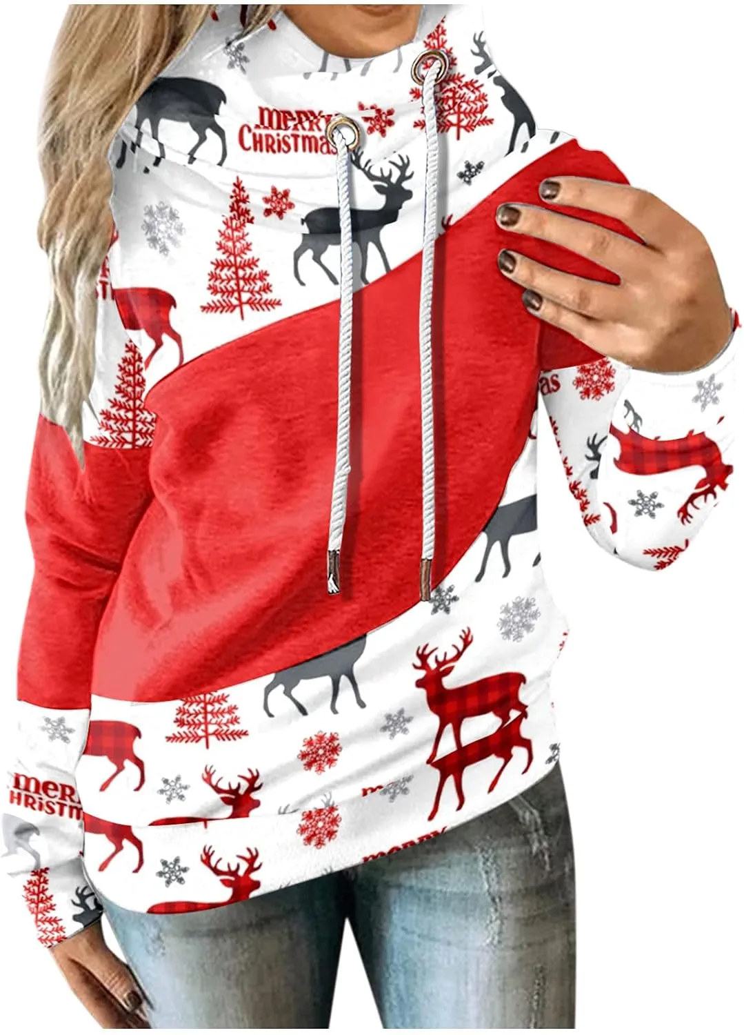 Christmas Sweatshirt for Women Merry Christmas Sweatshirt Funny Christmas Tree Graphic Pullover Casual Blouse