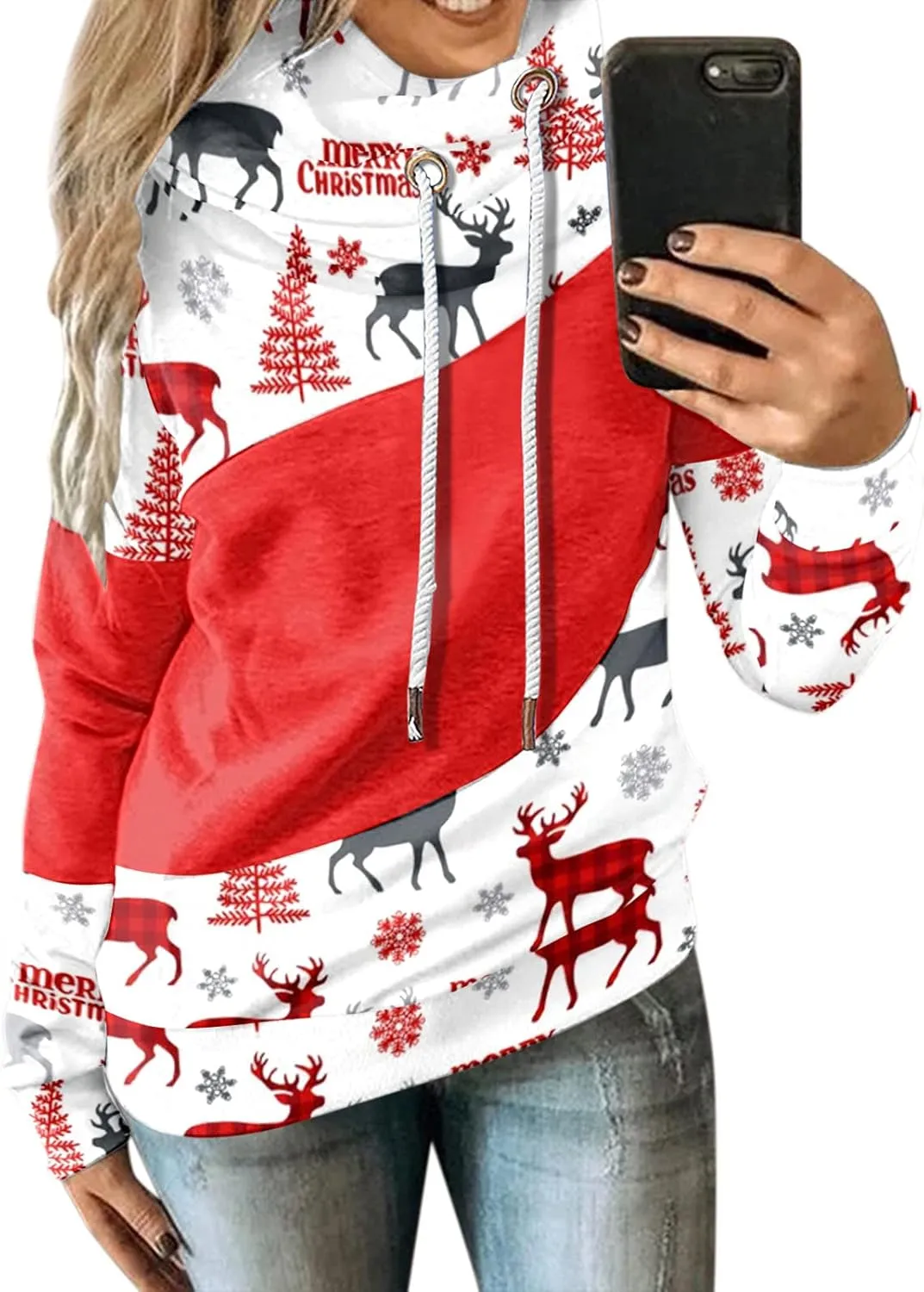 Christmas Sweatshirt for Women Merry Christmas Sweatshirt Funny Christmas Tree Graphic Pullover Casual Blouse
