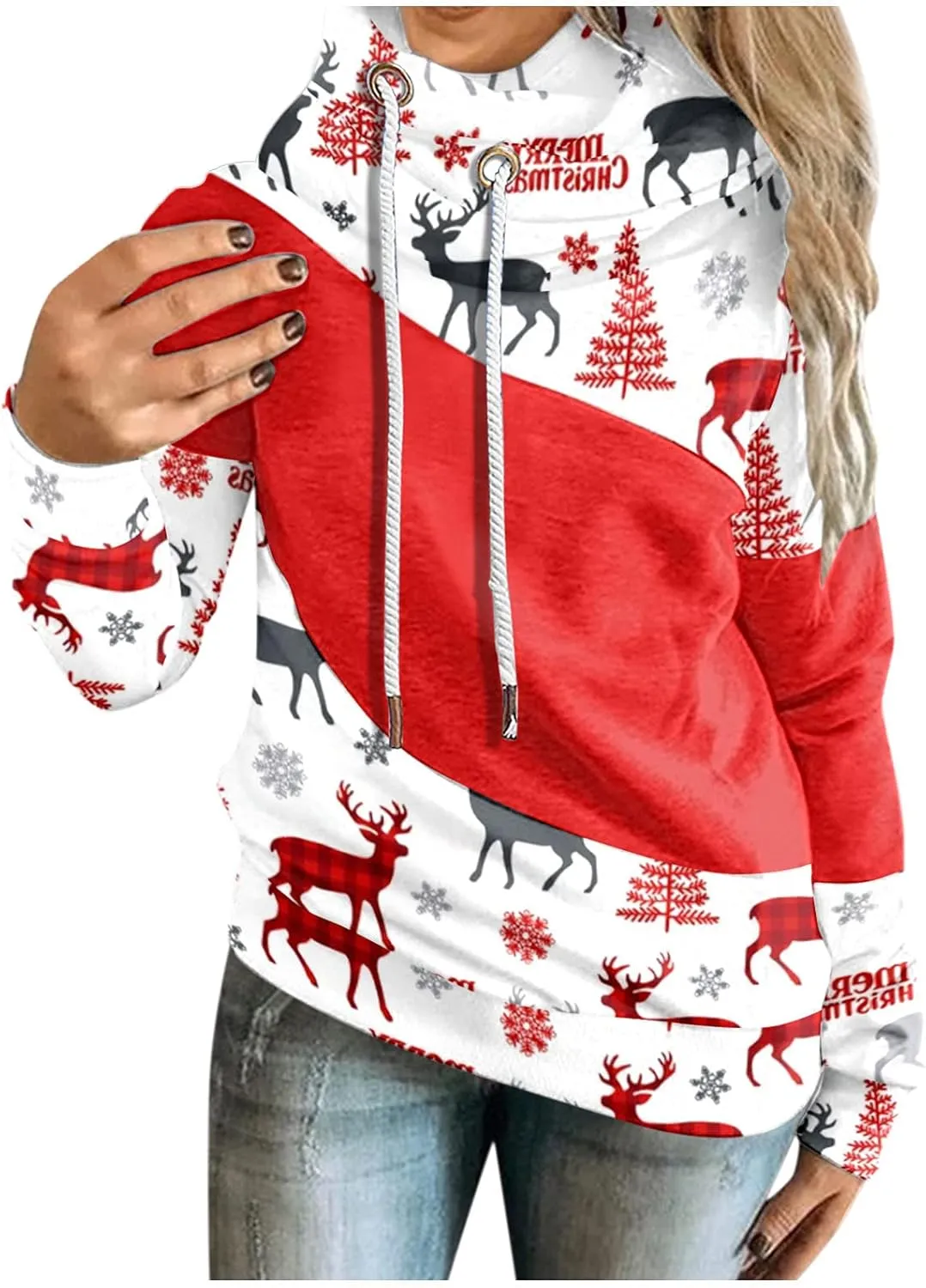 Christmas Sweatshirt for Women Merry Christmas Sweatshirt Funny Christmas Tree Graphic Pullover Casual Blouse