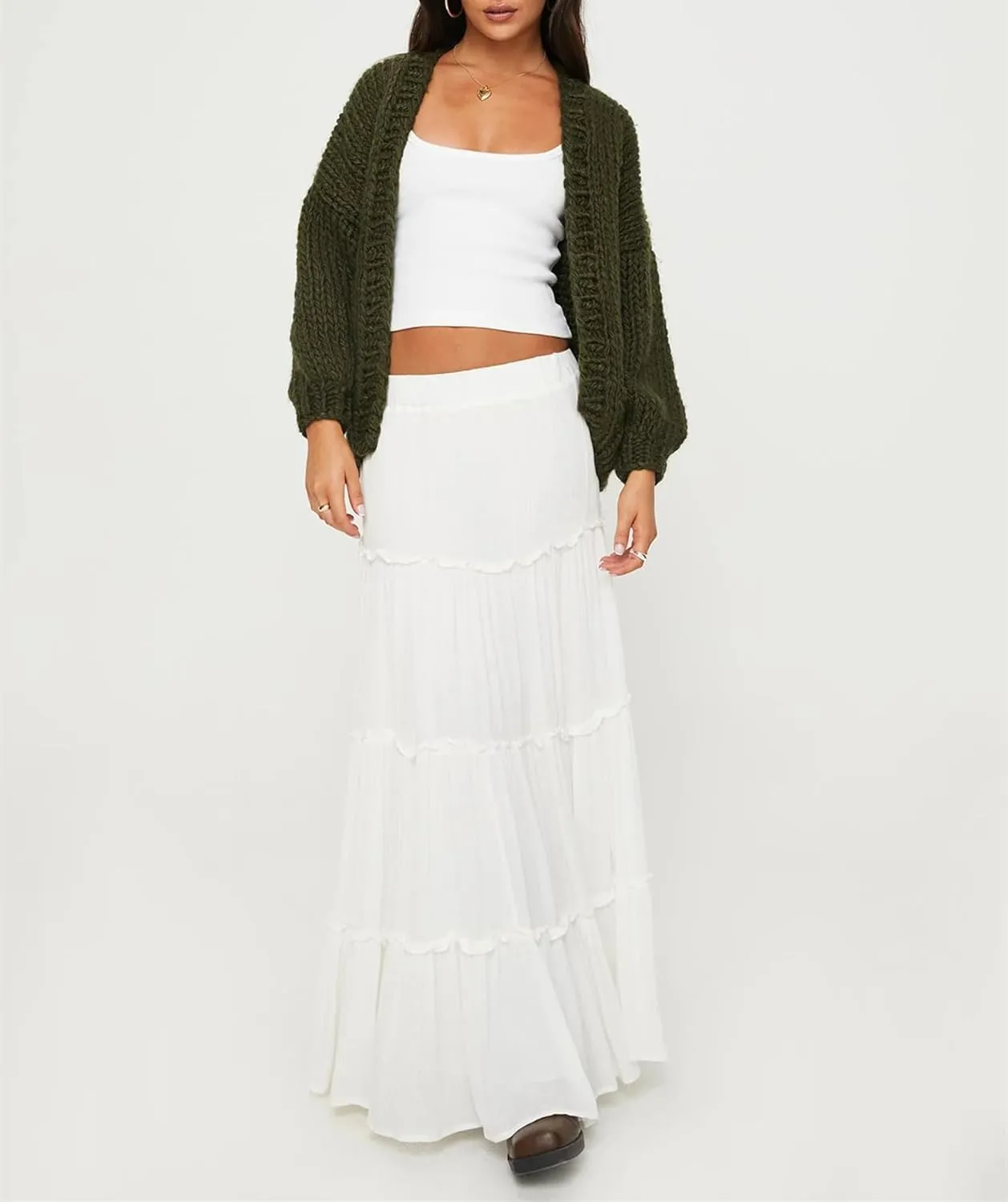Chunky Cropped Cardigan for Women Open Front Long Sleeve Cable Knit Oversized Sweater Cute Cardigans for Teen Girls