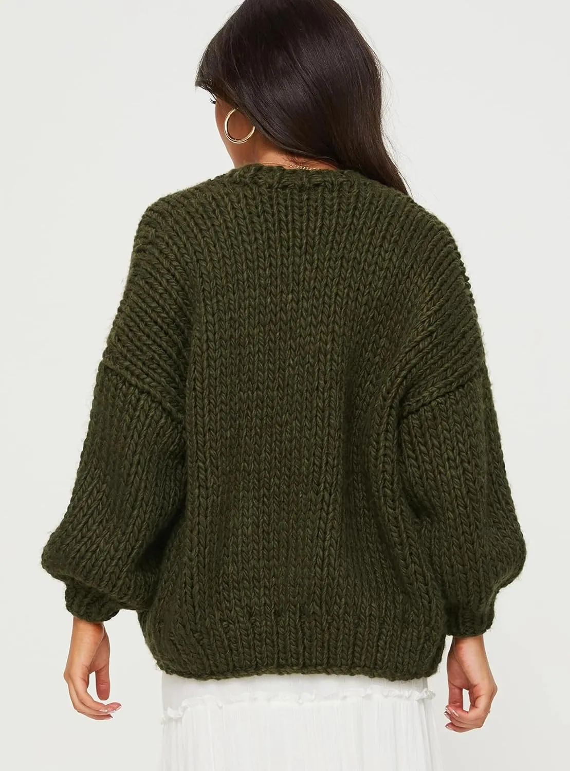 Chunky Cropped Cardigan for Women Open Front Long Sleeve Cable Knit Oversized Sweater Cute Cardigans for Teen Girls