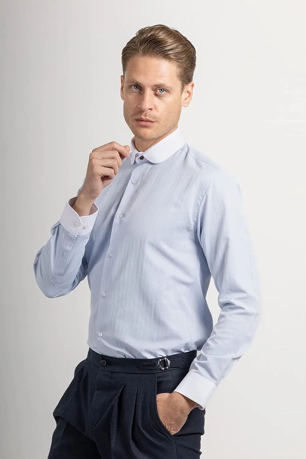 Club Collar Shirts for Men | Mens Long Sleeve Dress Casual Stylish & Formal Button Up Shirts in 1920s Style