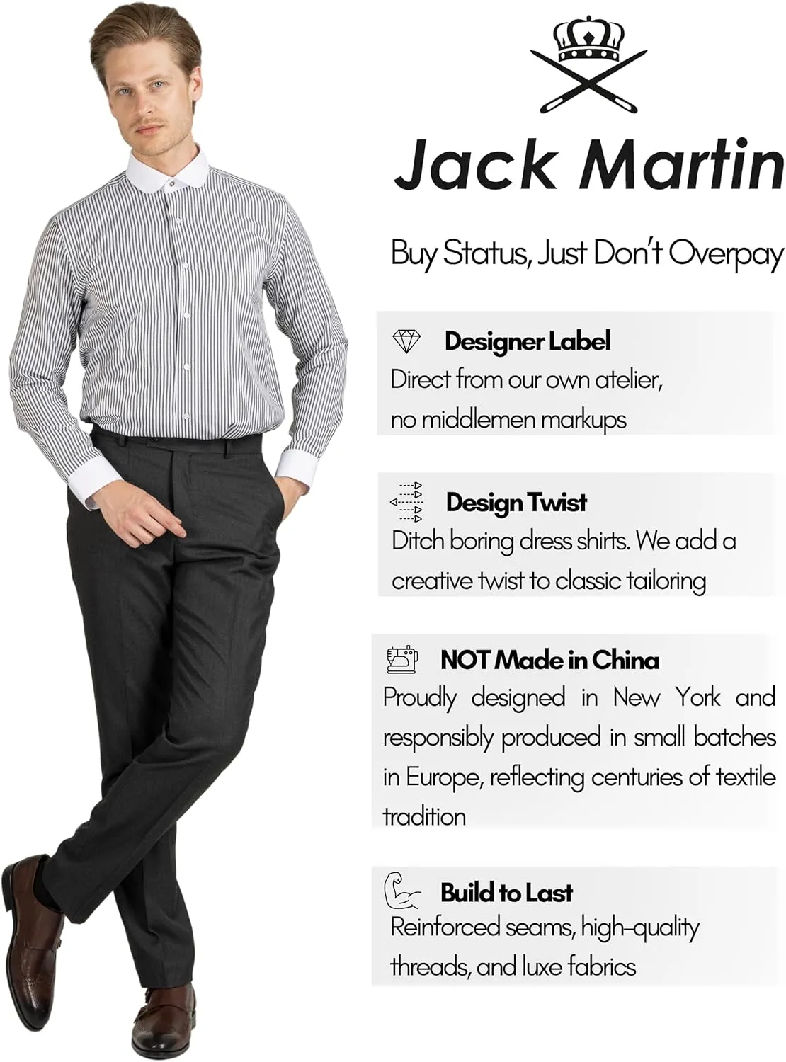 Club Collar Shirts for Men | Mens Long Sleeve Dress Casual Stylish & Formal Button Up Shirts in 1920s Style
