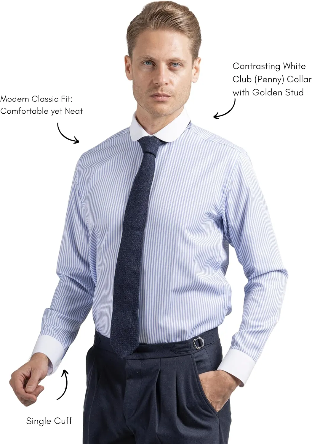 Club Collar Shirts for Men | Mens Long Sleeve Dress Casual Stylish & Formal Button Up Shirts in 1920s Style