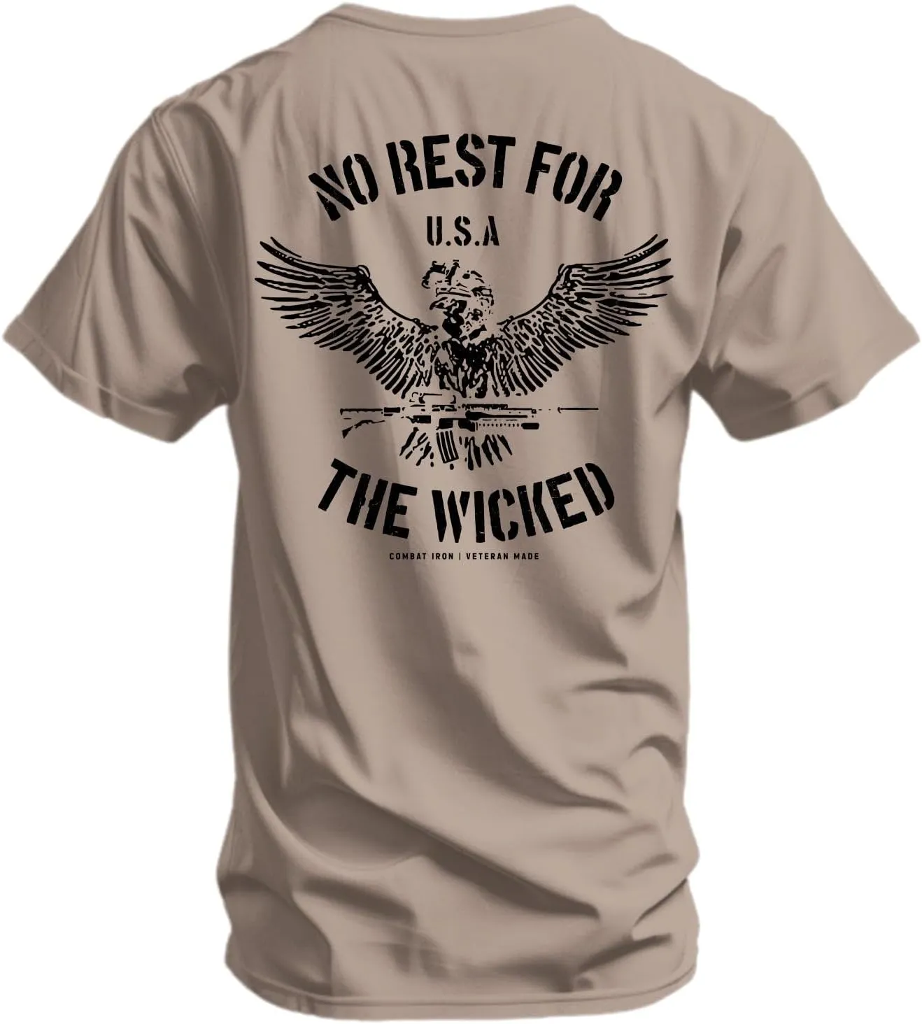 Combat Iron Men's Graphic Tees | No Rest for The Wicked | Mens Graphic T-Shirts