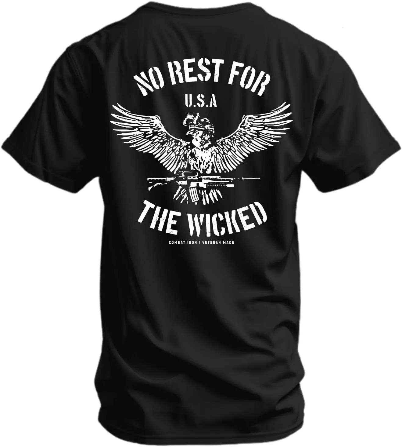 Combat Iron Men's Graphic Tees | No Rest for The Wicked | Mens Graphic T-Shirts