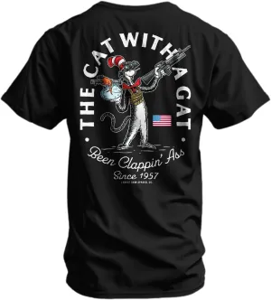 Combat Iron Men's Graphic Tees | The Cat with A Gat | Mens Graphic T-Shirts