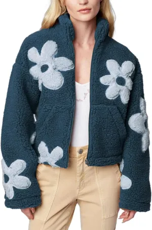 Contrast Color Flower Cardigan Loose Lazy Lamb Wool Casual Coat Women Long Women Coat Wool