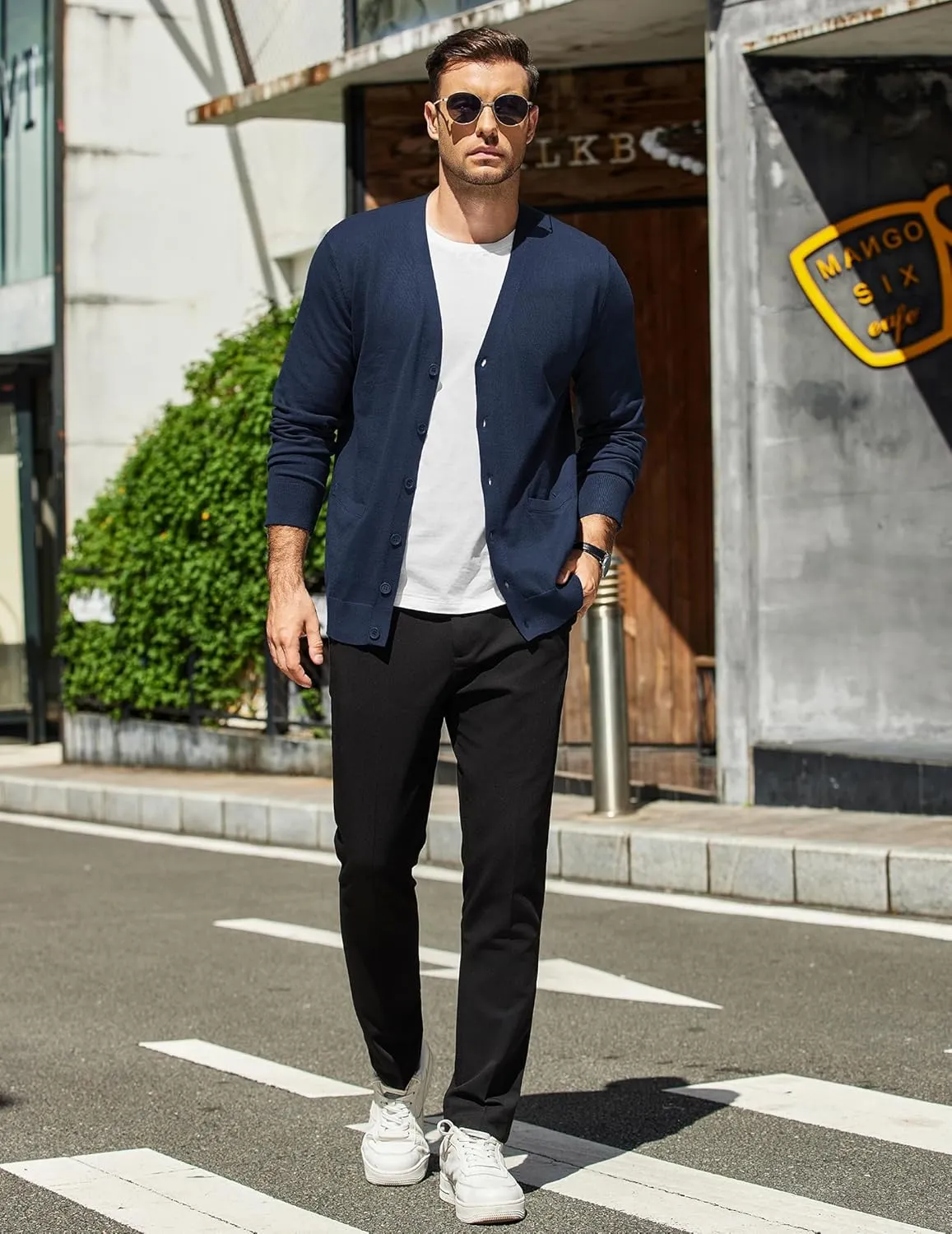 COOFANDY Mens Cardigan Sweaters Long Sleeve V Neck Cardigans Lightweight Knitted Button Down Sweaters with Pockets