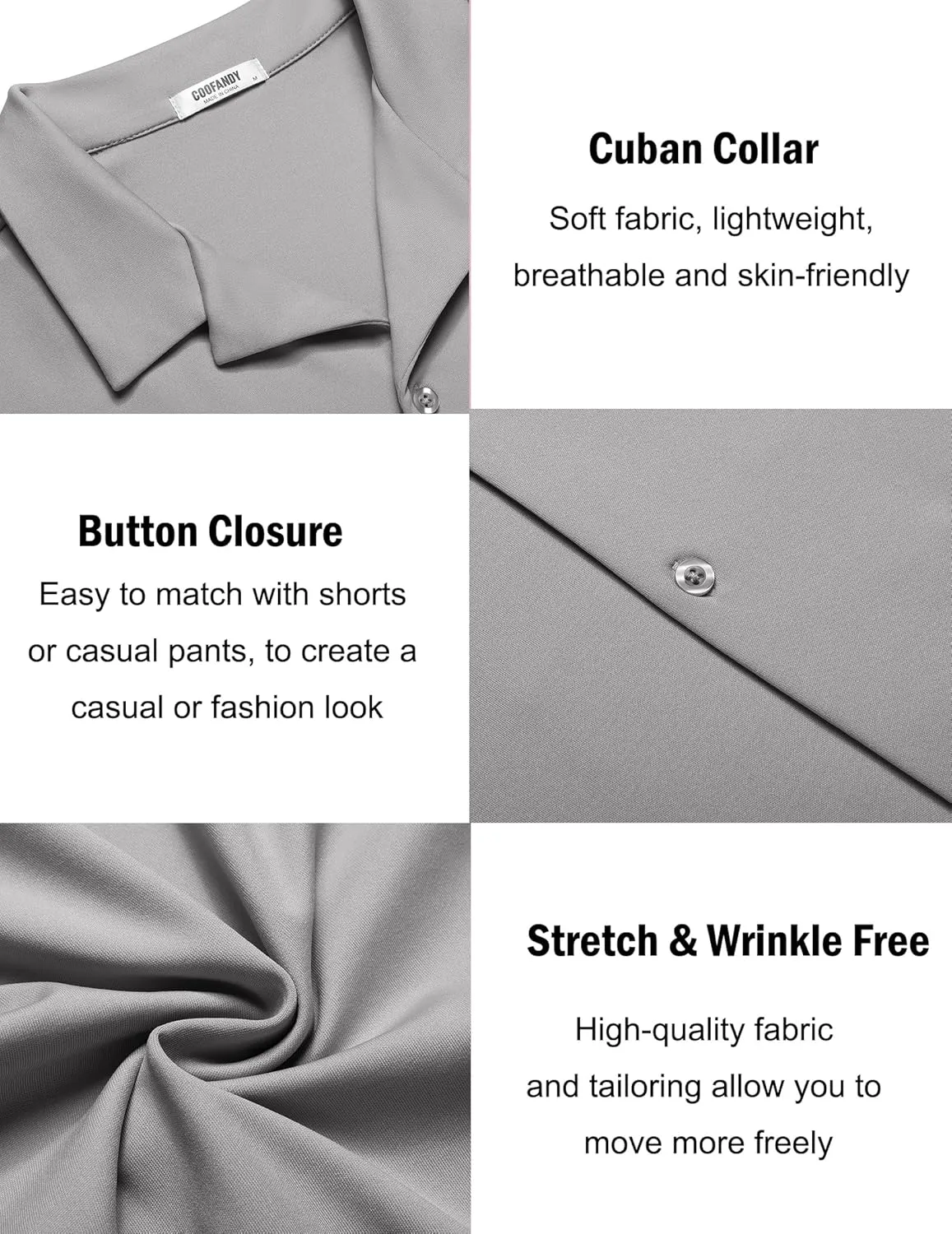 COOFANDY Mens Casual Button Down Shirts Short Sleeve Wrinkle Free Summer Dress Shirt