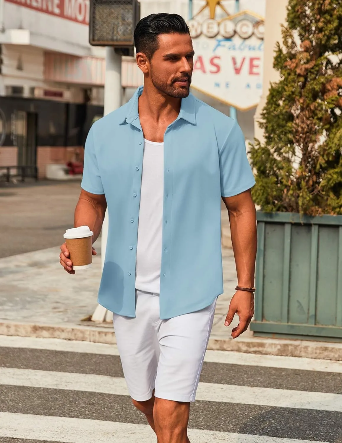 COOFANDY Men's Casual Button Down Short Sleeve Shirts Untucked Wrinkle Free Shirt Stretch Dress Shirts
