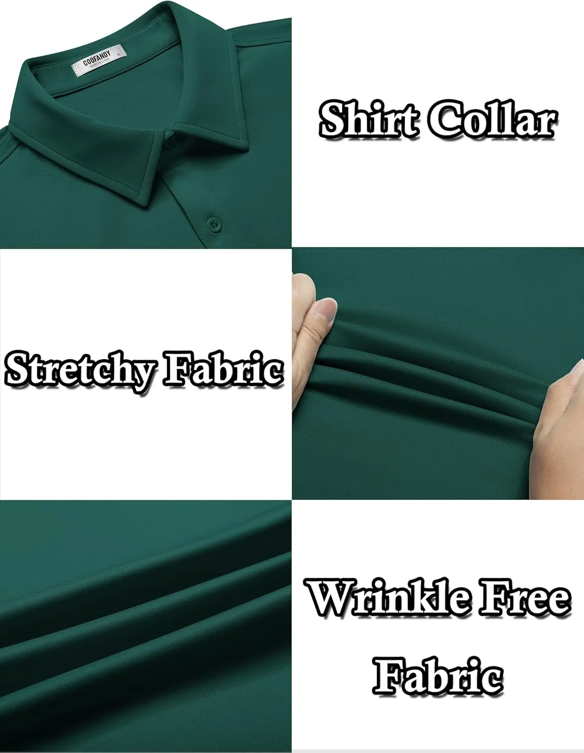 COOFANDY Mens Casual Wrinkle Free Shirts Short Sleeve Button Down Summer Stretch Dress Shirt