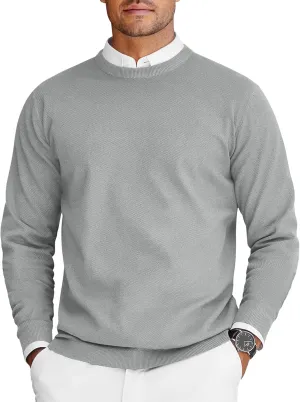 COOFANDY Mens Crew Neck Sweaters Long Sleeve Lightweight Knit Dress Pullover Sweaters