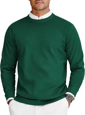 COOFANDY Mens Crew Neck Sweaters Long Sleeve Lightweight Knit Dress Pullover Sweaters