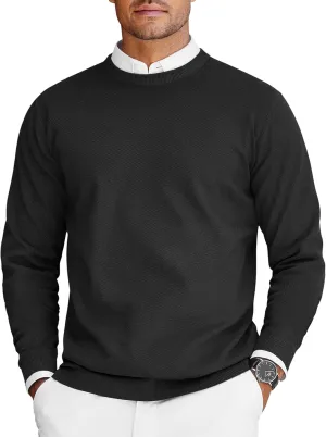 COOFANDY Mens Crew Neck Sweaters Long Sleeve Lightweight Knit Dress Pullover Sweaters