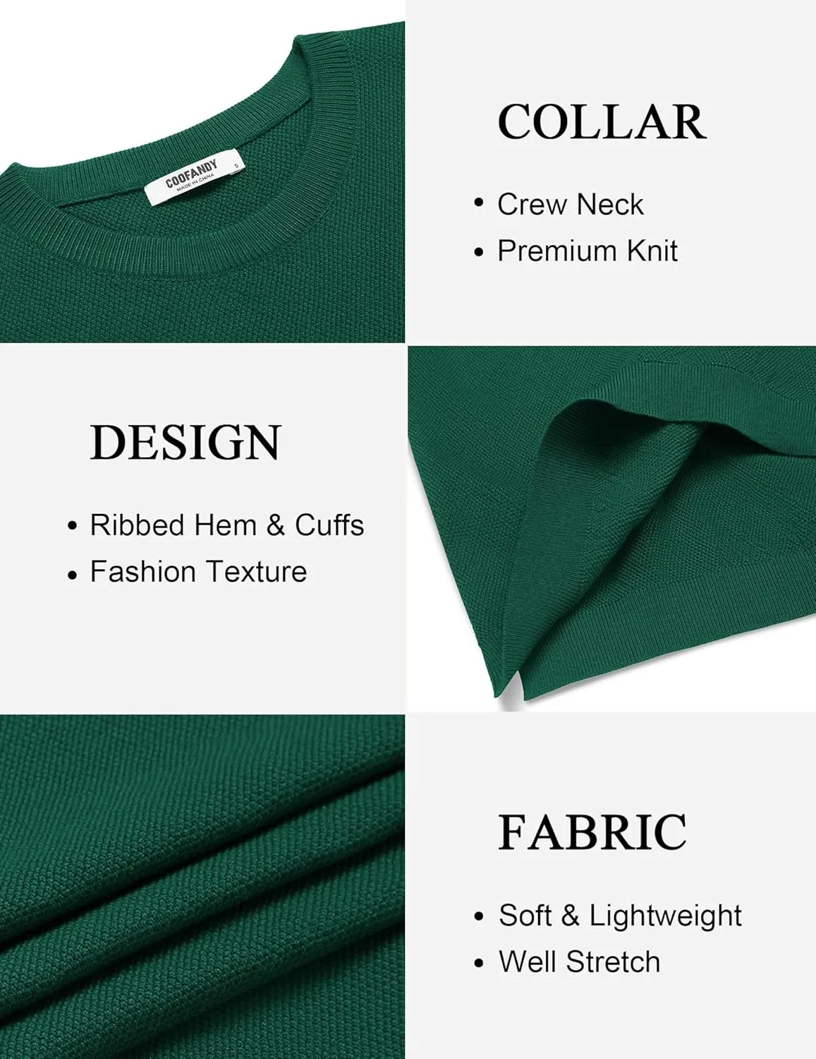 COOFANDY Mens Crew Neck Sweaters Long Sleeve Lightweight Knit Dress Pullover Sweaters