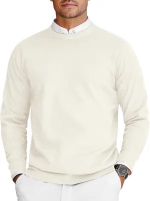 COOFANDY Mens Crew Neck Sweaters Long Sleeve Lightweight Knit Dress Pullover Sweaters
