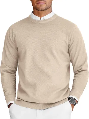 COOFANDY Mens Crew Neck Sweaters Long Sleeve Lightweight Knit Dress Pullover Sweaters