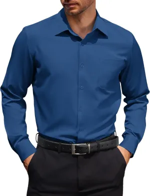 COOFANDY Mens Dress Shirt Long Sleeve Button Down Shirts Business Casual Wrinkle Free Shirts with Pocket