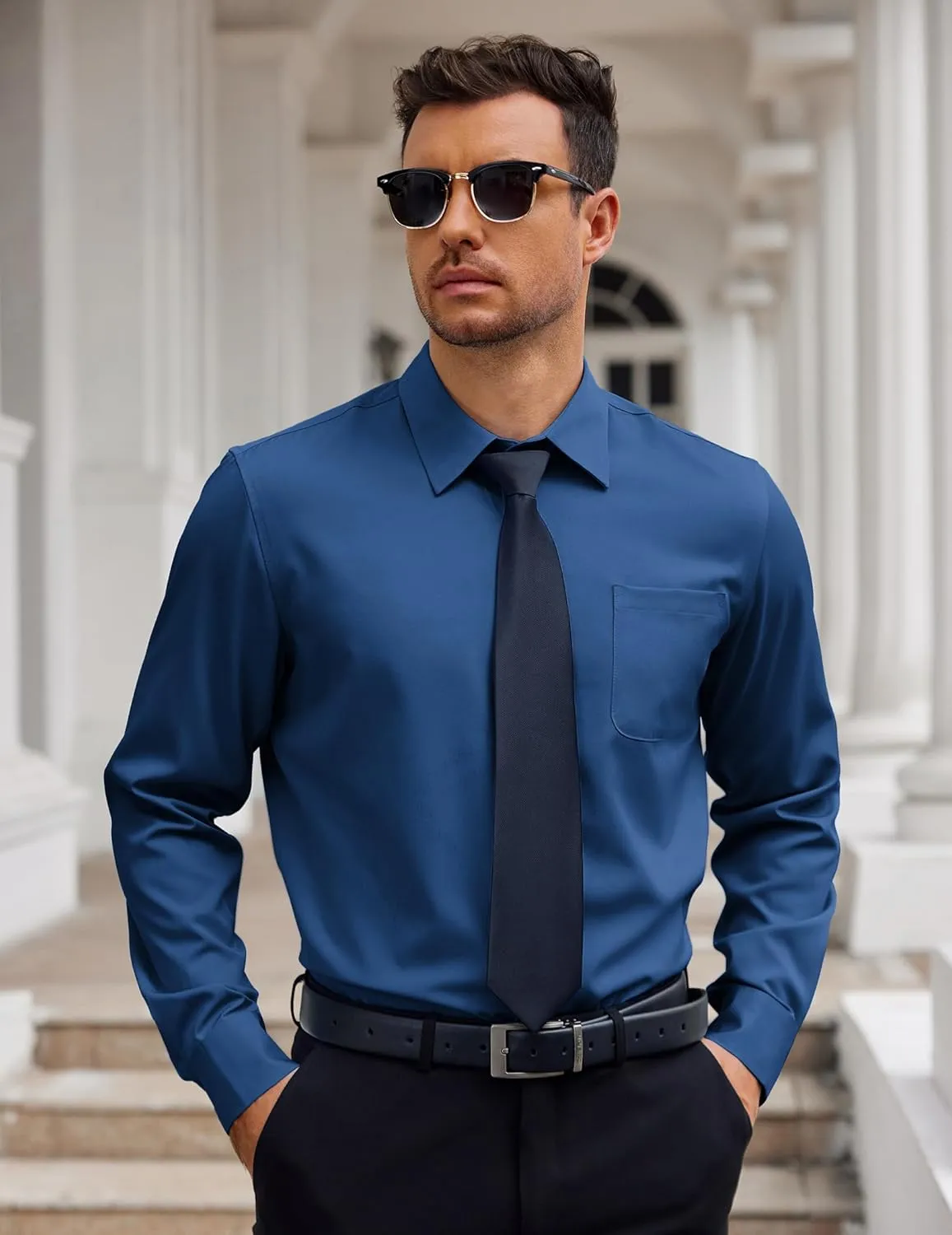 COOFANDY Mens Dress Shirt Long Sleeve Button Down Shirts Business Casual Wrinkle Free Shirts with Pocket