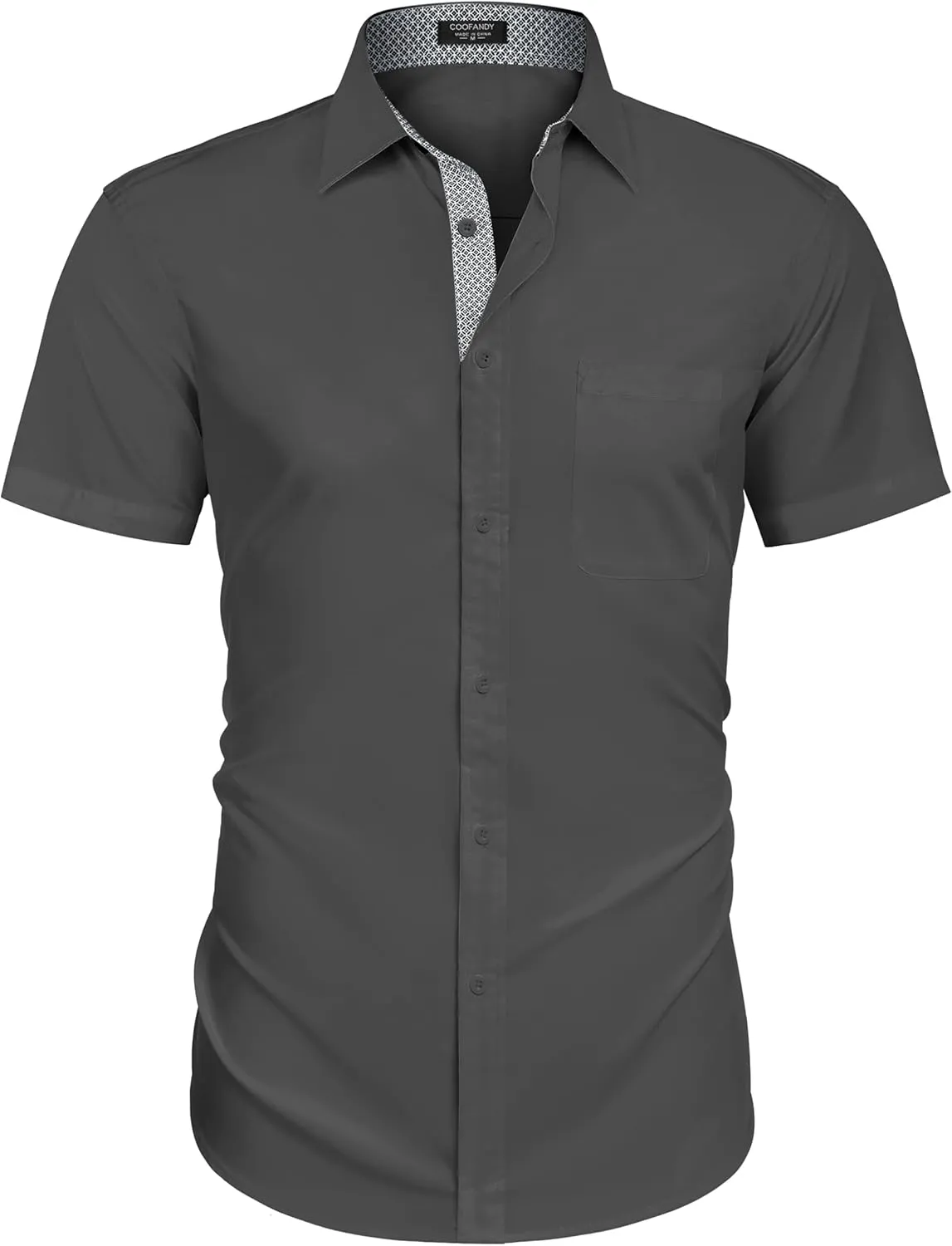 COOFANDY Men's Dress Shirt Wrinkle Free Regular Fit Stretch Short Sleeve Button Down Shirts
