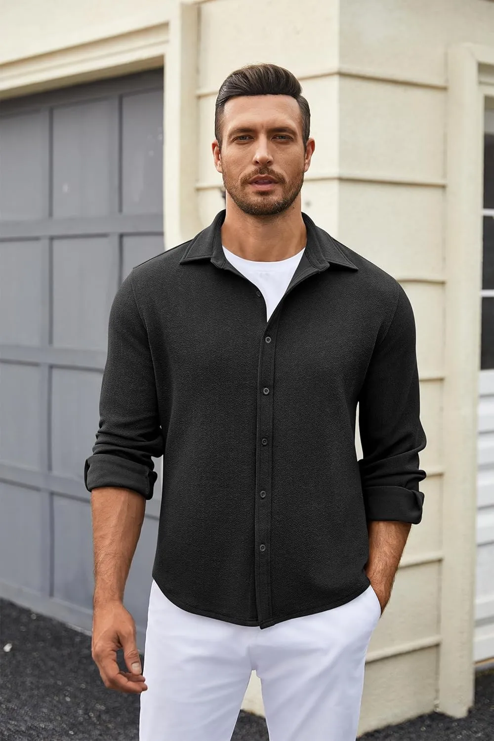 COOFANDY Mens Dress Shirts Long Sleeve Wrinkle Free Untucked Shirts Lightweight Button Down Shirt