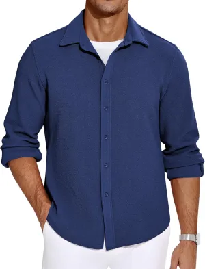 COOFANDY Mens Dress Shirts Long Sleeve Wrinkle Free Untucked Shirts Lightweight Button Down Shirt