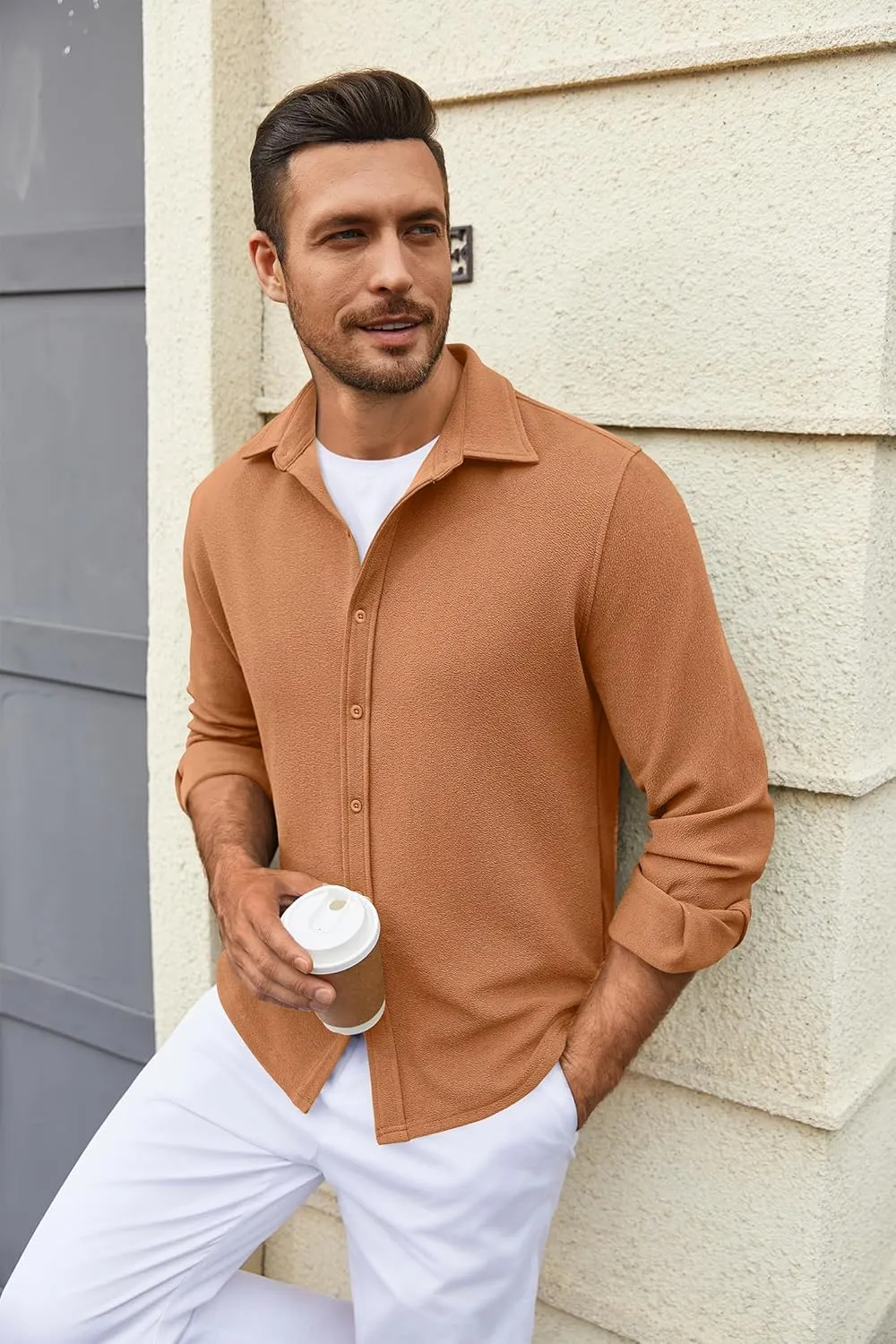 COOFANDY Mens Dress Shirts Long Sleeve Wrinkle Free Untucked Shirts Lightweight Button Down Shirt