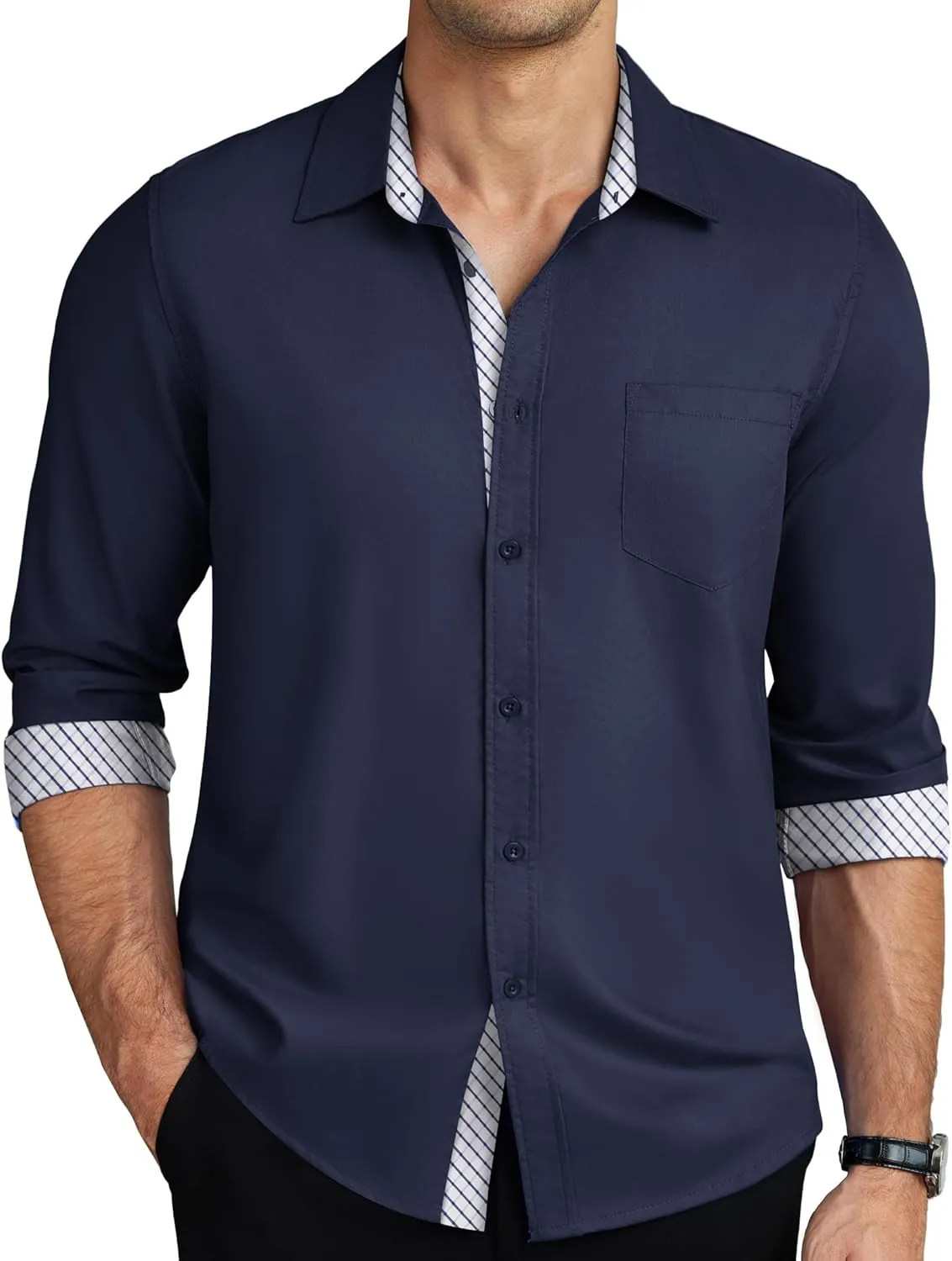 COOFANDY Men's Long Sleeve Button Down Dress Shirts Business Casual Wrinkle Free Untucked Shirts