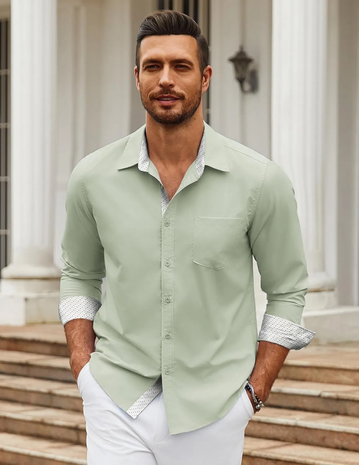COOFANDY Men's Long Sleeve Button Down Dress Shirts Business Casual Wrinkle Free Untucked Shirts