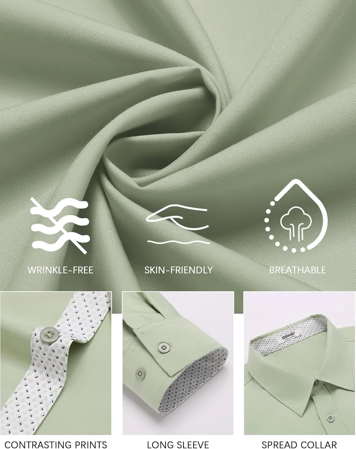 COOFANDY Men's Long Sleeve Button Down Dress Shirts Business Casual Wrinkle Free Untucked Shirts
