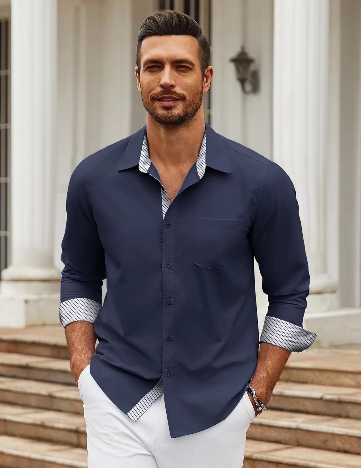 COOFANDY Men's Long Sleeve Button Down Dress Shirts Business Casual Wrinkle Free Untucked Shirts