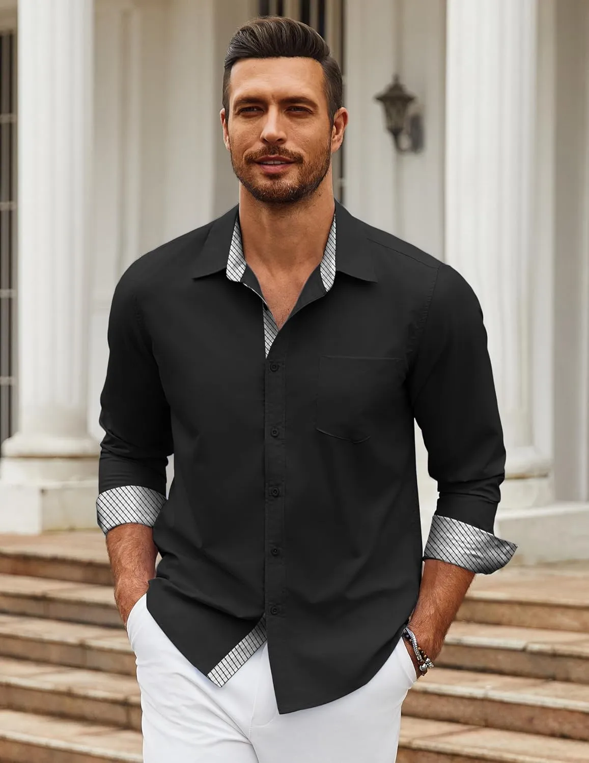 COOFANDY Men's Long Sleeve Button Down Dress Shirts Business Casual Wrinkle Free Untucked Shirts