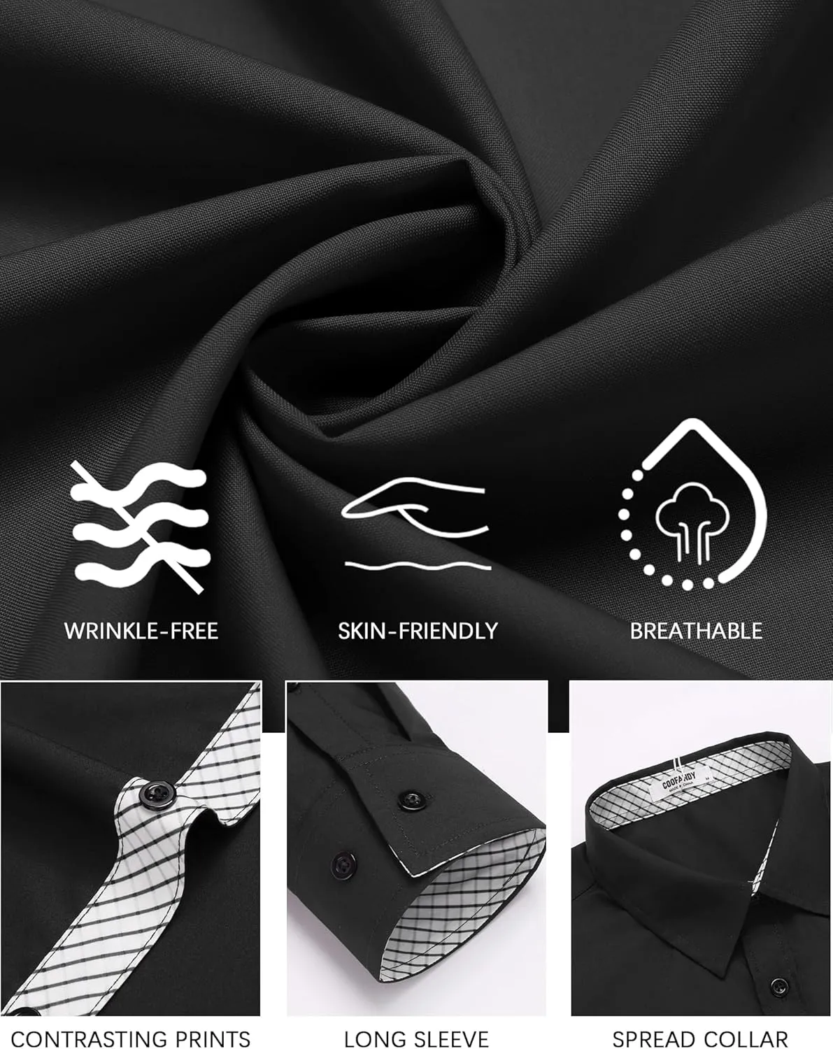 COOFANDY Men's Long Sleeve Button Down Dress Shirts Business Casual Wrinkle Free Untucked Shirts