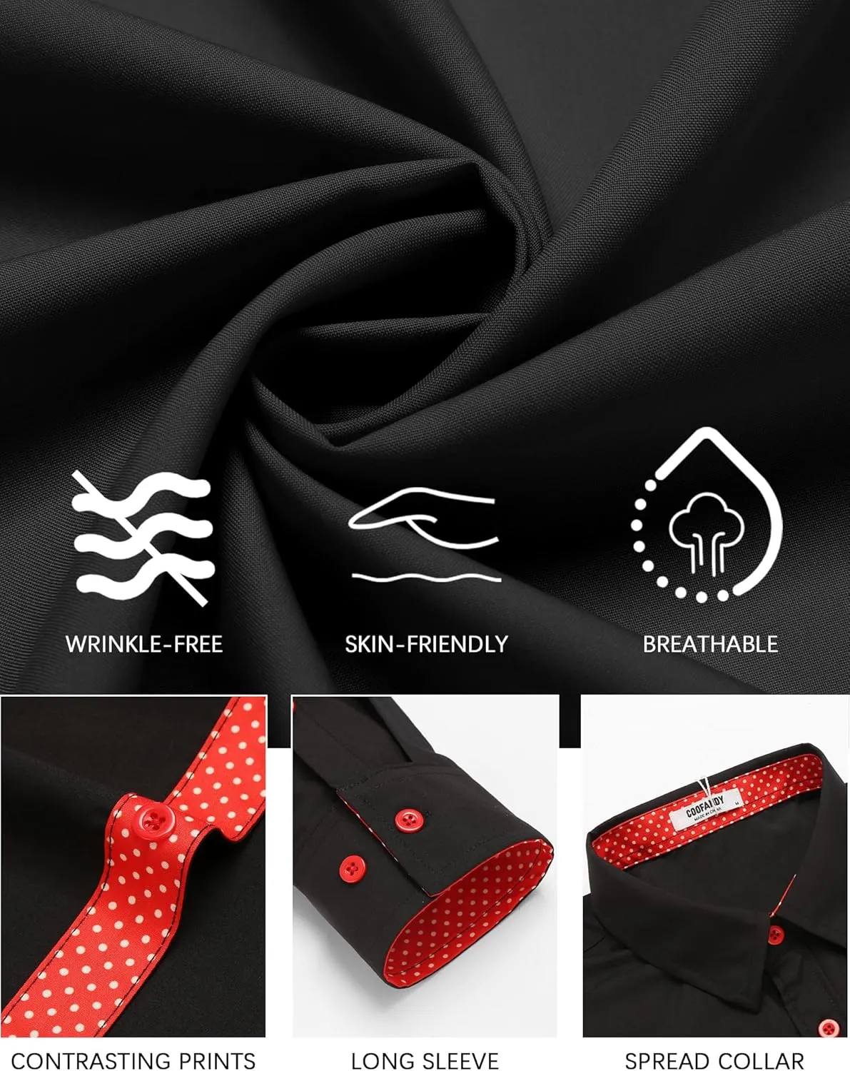 COOFANDY Men's Long Sleeve Button Down Dress Shirts Business Casual Wrinkle Free Untucked Shirts