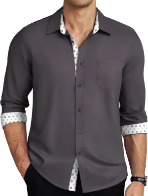 COOFANDY Men's Long Sleeve Button Down Dress Shirts Business Casual Wrinkle Free Untucked Shirts
