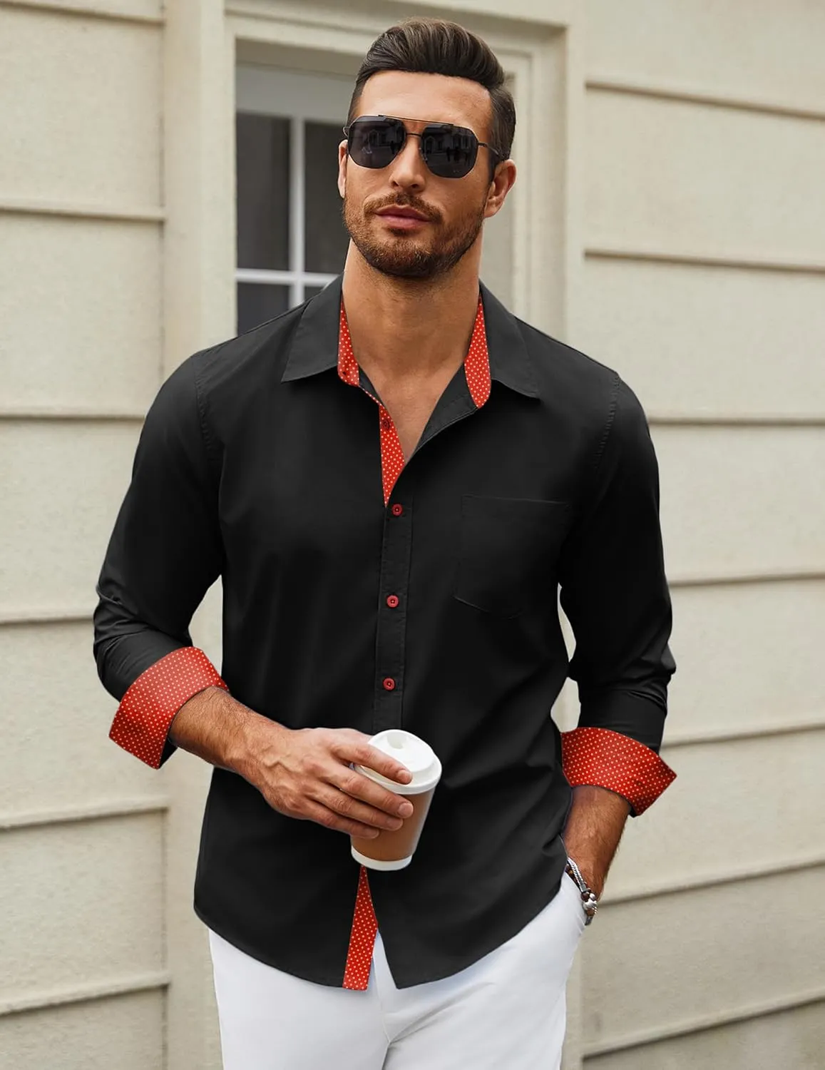 COOFANDY Men's Long Sleeve Button Down Dress Shirts Business Casual Wrinkle Free Untucked Shirts