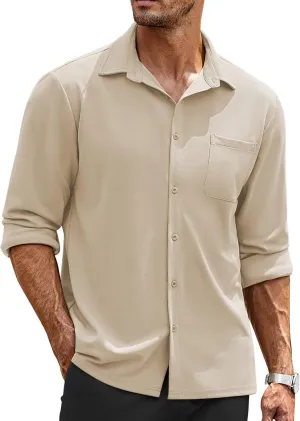 COOFANDY Mens Long Sleeve Button Down Shirts Wrinkle Free Untucked Shirts Casual Dress Shirt for Men