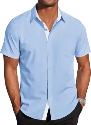 COOFANDY Men's Wrinkle Free Business Dress Shirts Short Sleeve Button Down Shirts