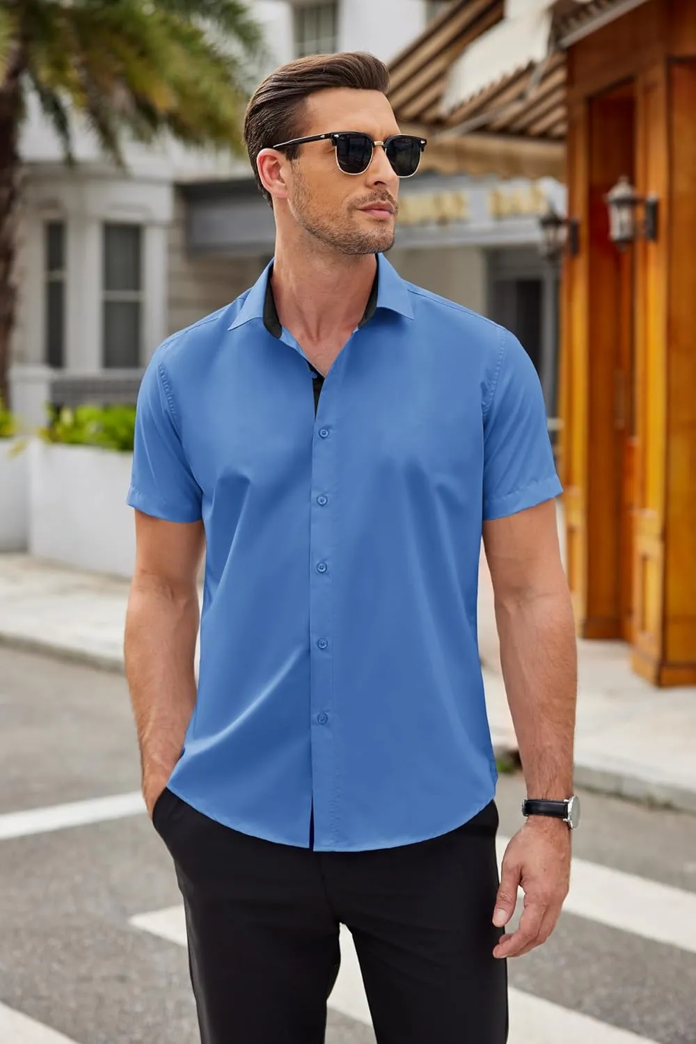 COOFANDY Men's Wrinkle Free Business Dress Shirts Short Sleeve Button Down Shirts