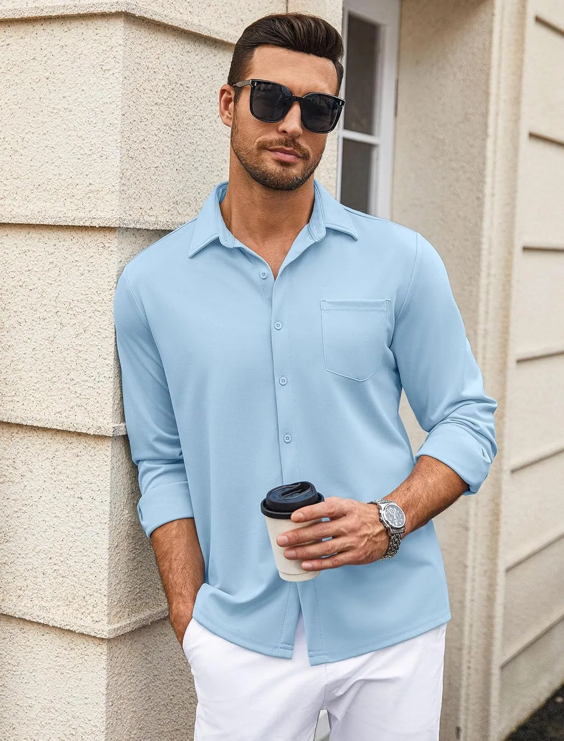 COOFANDY Mens Wrinkle Free Dress Shirts Long Sleeve Untucked Shirts Casual Button Down Shirts