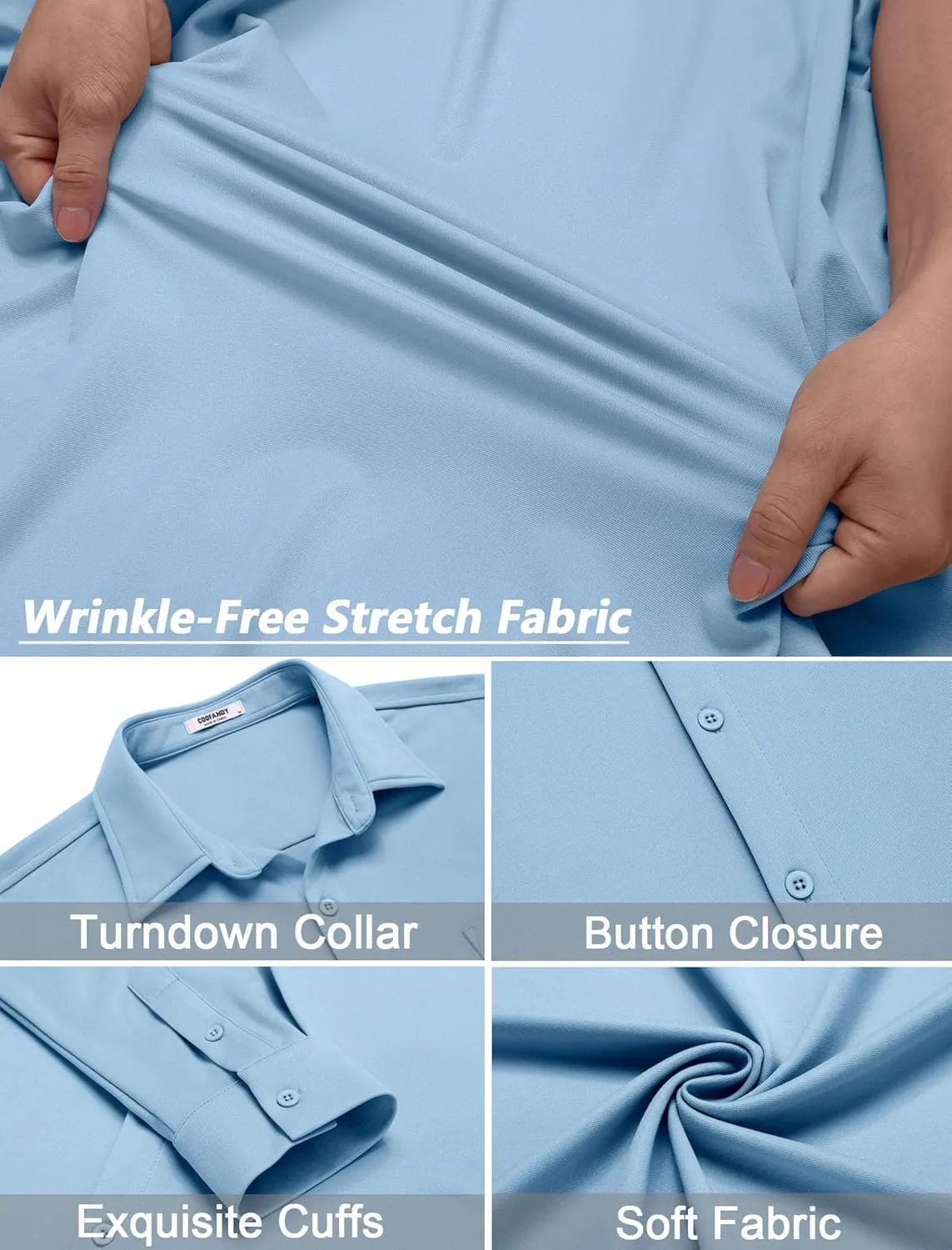 COOFANDY Mens Wrinkle Free Dress Shirts Long Sleeve Untucked Shirts Casual Button Down Shirts