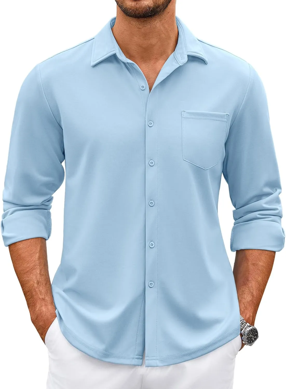 COOFANDY Mens Wrinkle Free Dress Shirts Long Sleeve Untucked Shirts Casual Button Down Shirts