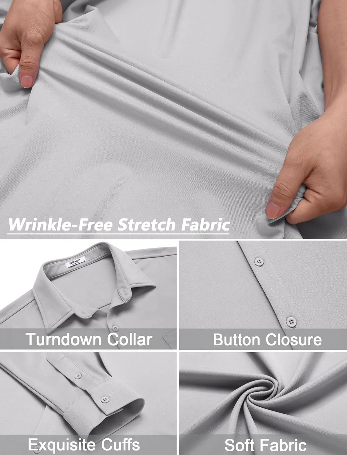 COOFANDY Mens Wrinkle Free Dress Shirts Long Sleeve Untucked Shirts Casual Button Down Shirts
