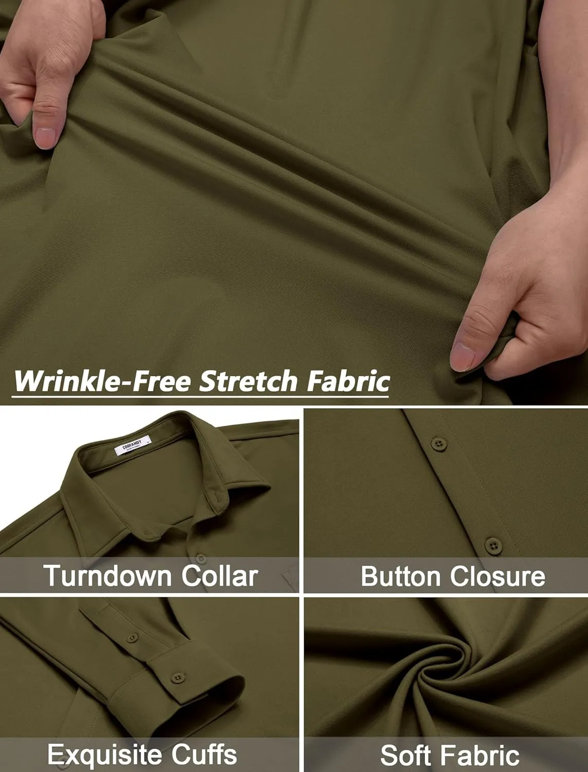 COOFANDY Mens Wrinkle Free Dress Shirts Long Sleeve Untucked Shirts Casual Button Down Shirts
