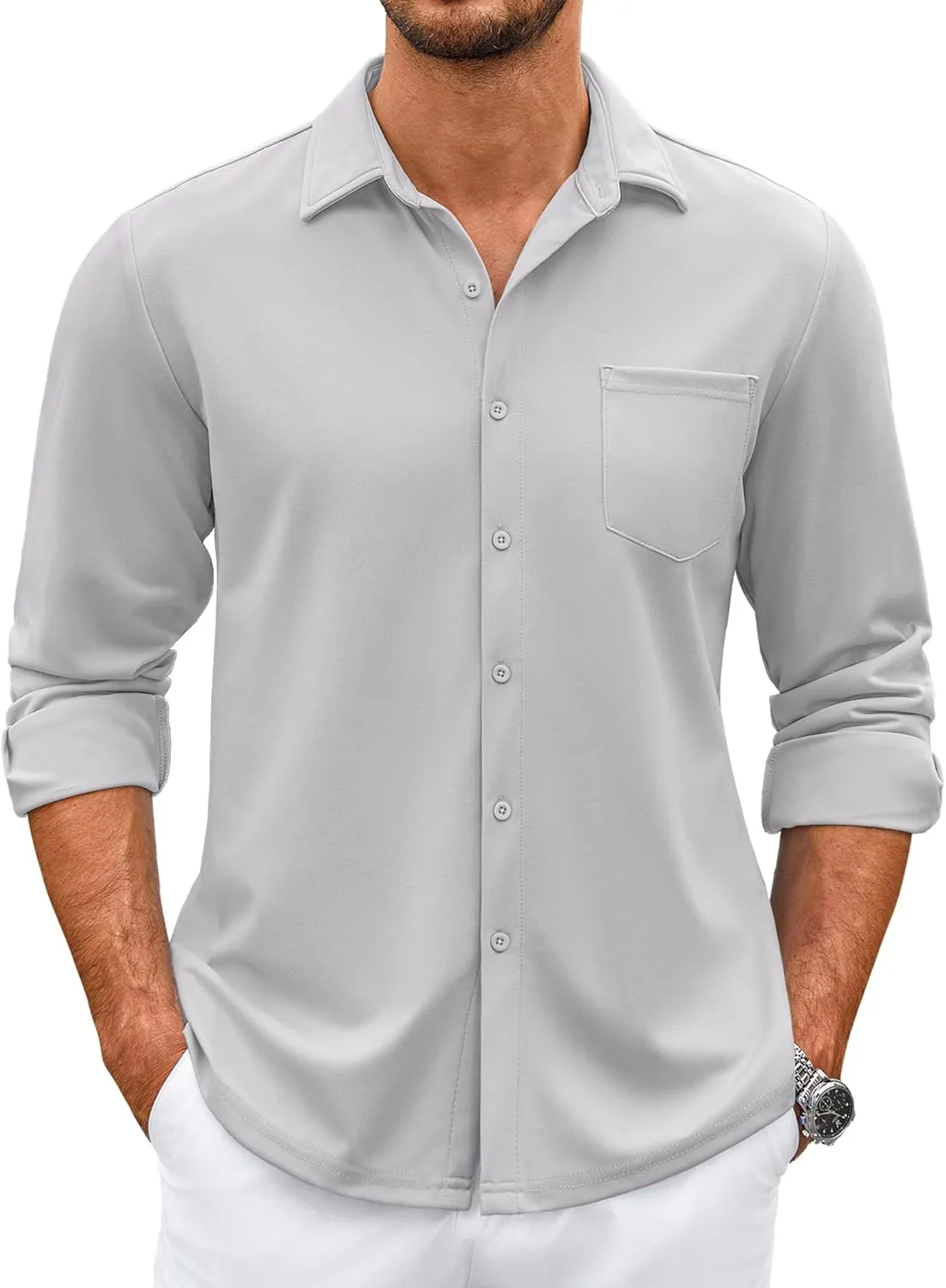 COOFANDY Mens Wrinkle Free Dress Shirts Long Sleeve Untucked Shirts Casual Button Down Shirts